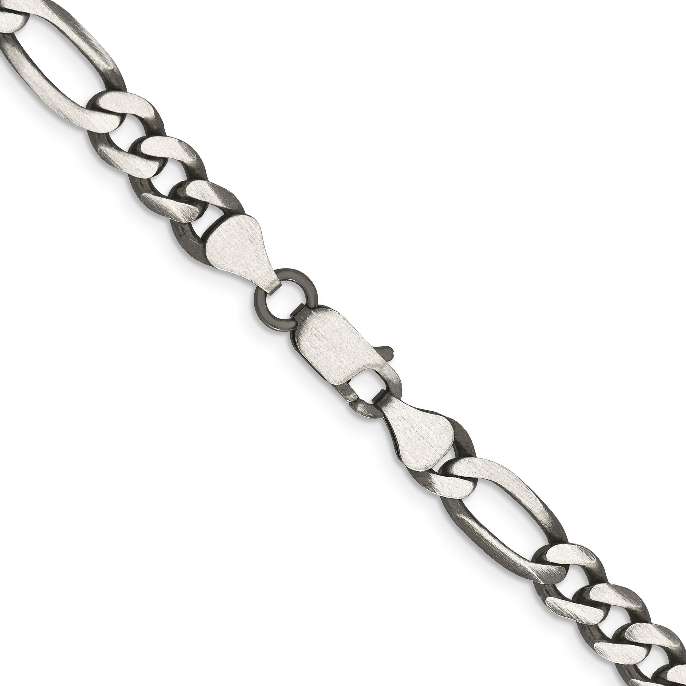 20 Inch Sterling Silver Antiqued 6.5mm Figaro Chain Necklace