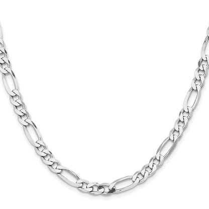 26 Inch Sterling Silver Rhodium-Plated 6.5mm Figaro Chain Necklace