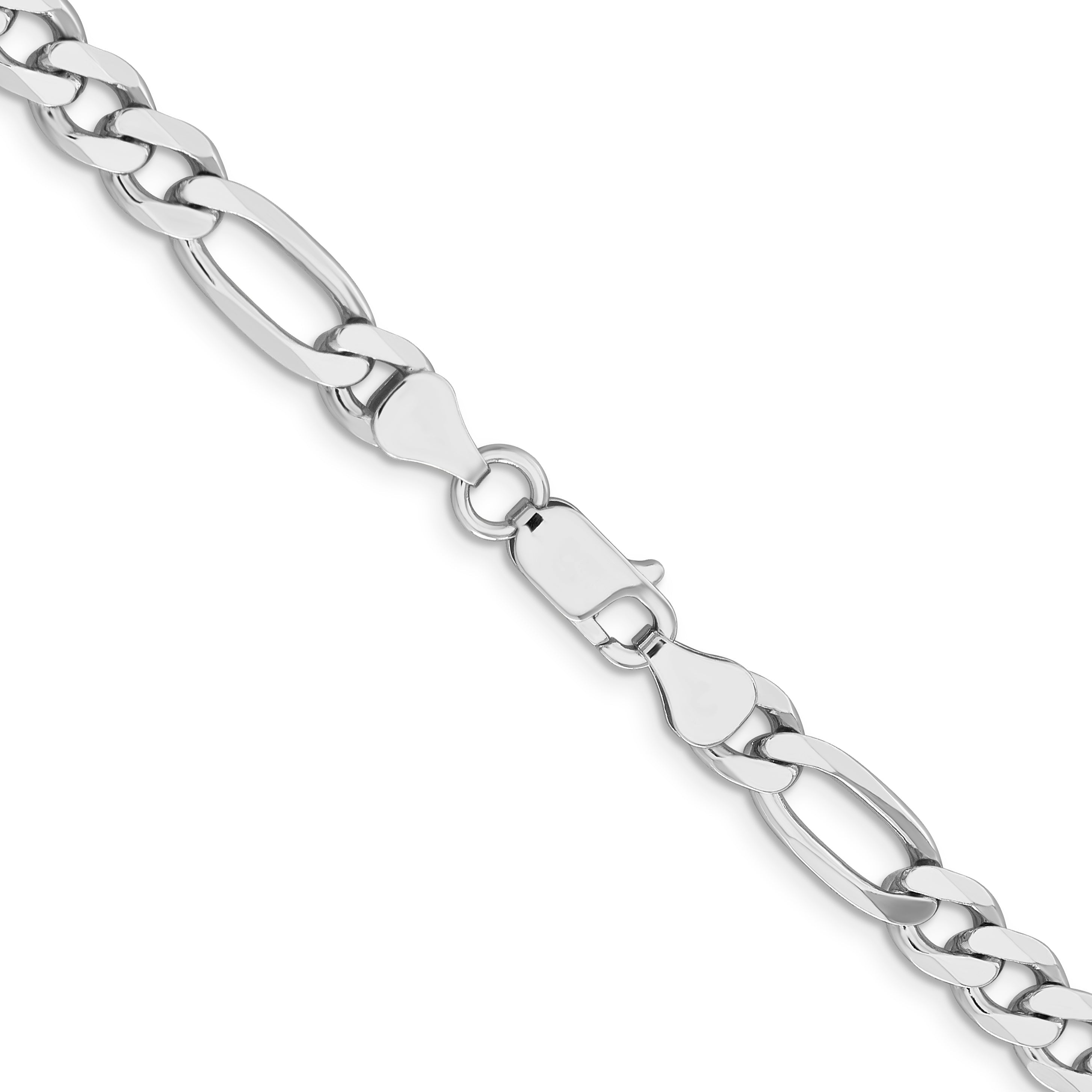 28 Inch Sterling Silver Rhodium-Plated 6.5mm Figaro Chain Necklace