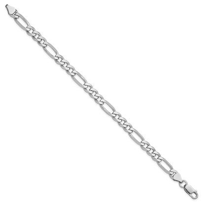 9 Inch Sterling Silver Rhodium-Plated 6.5mm Figaro Chain Bracelet