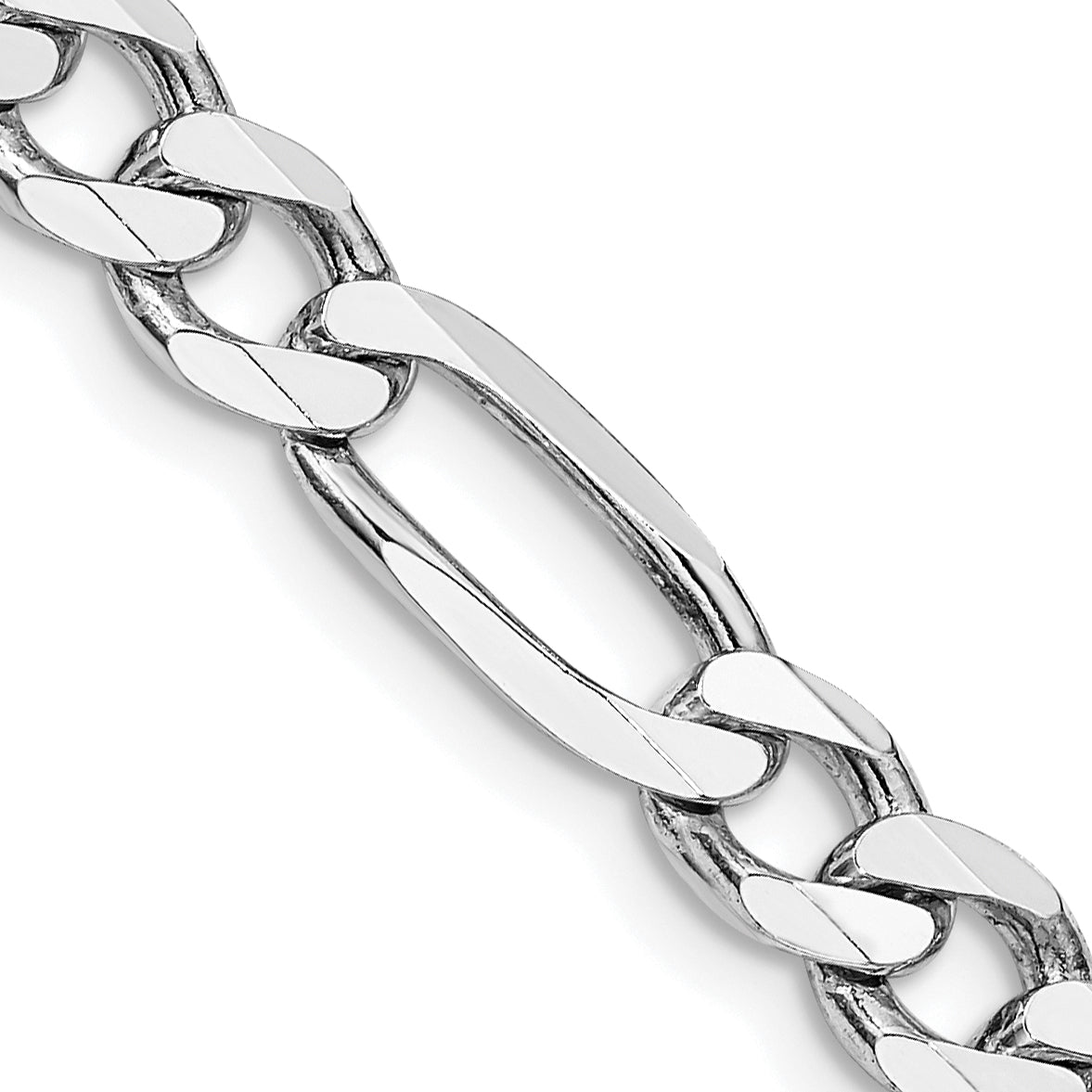 24 Inch Sterling Silver Rhodium-Plated 6.5mm Figaro Chain Necklace