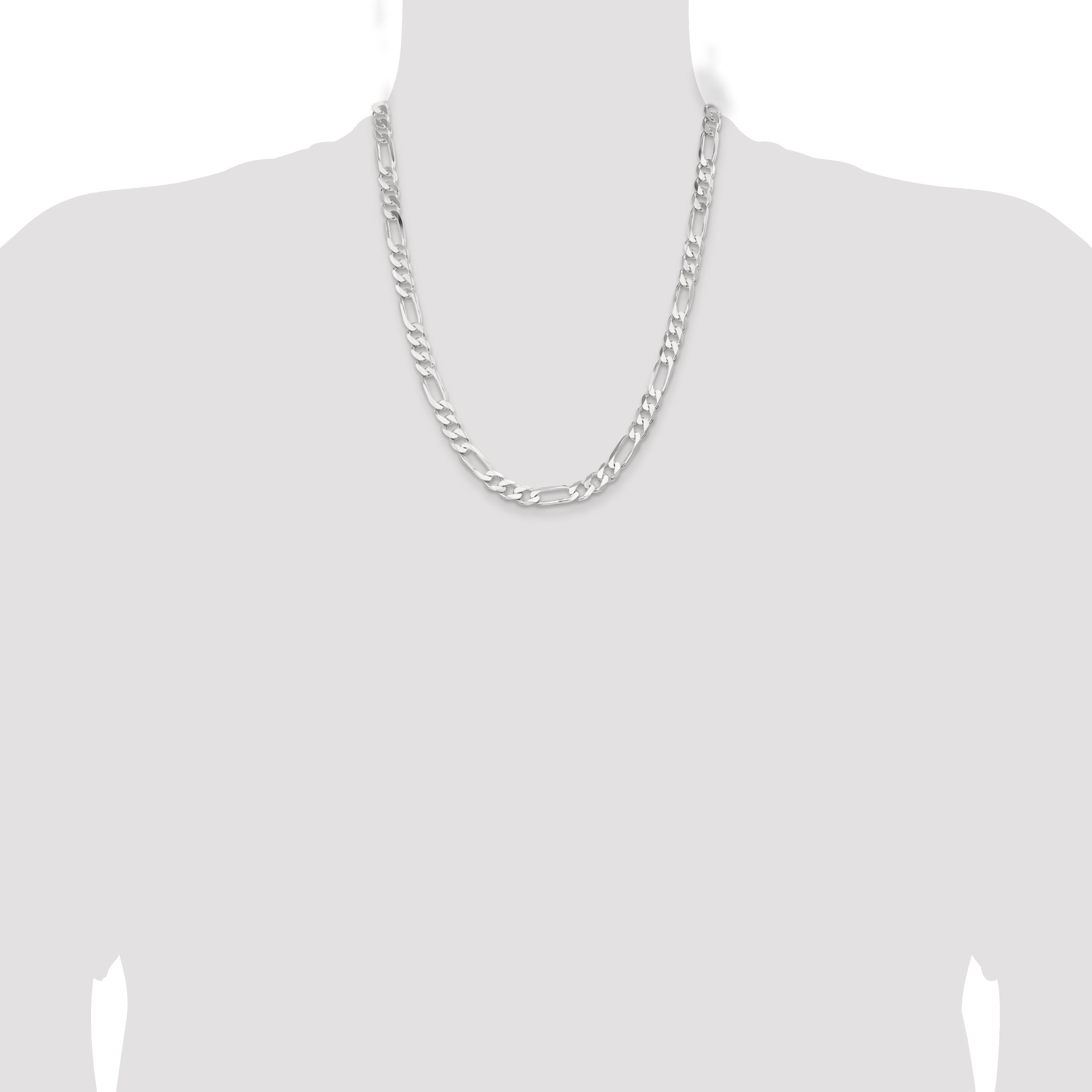22 Inch Sterling Silver 7.5mm Figaro Chain Necklace