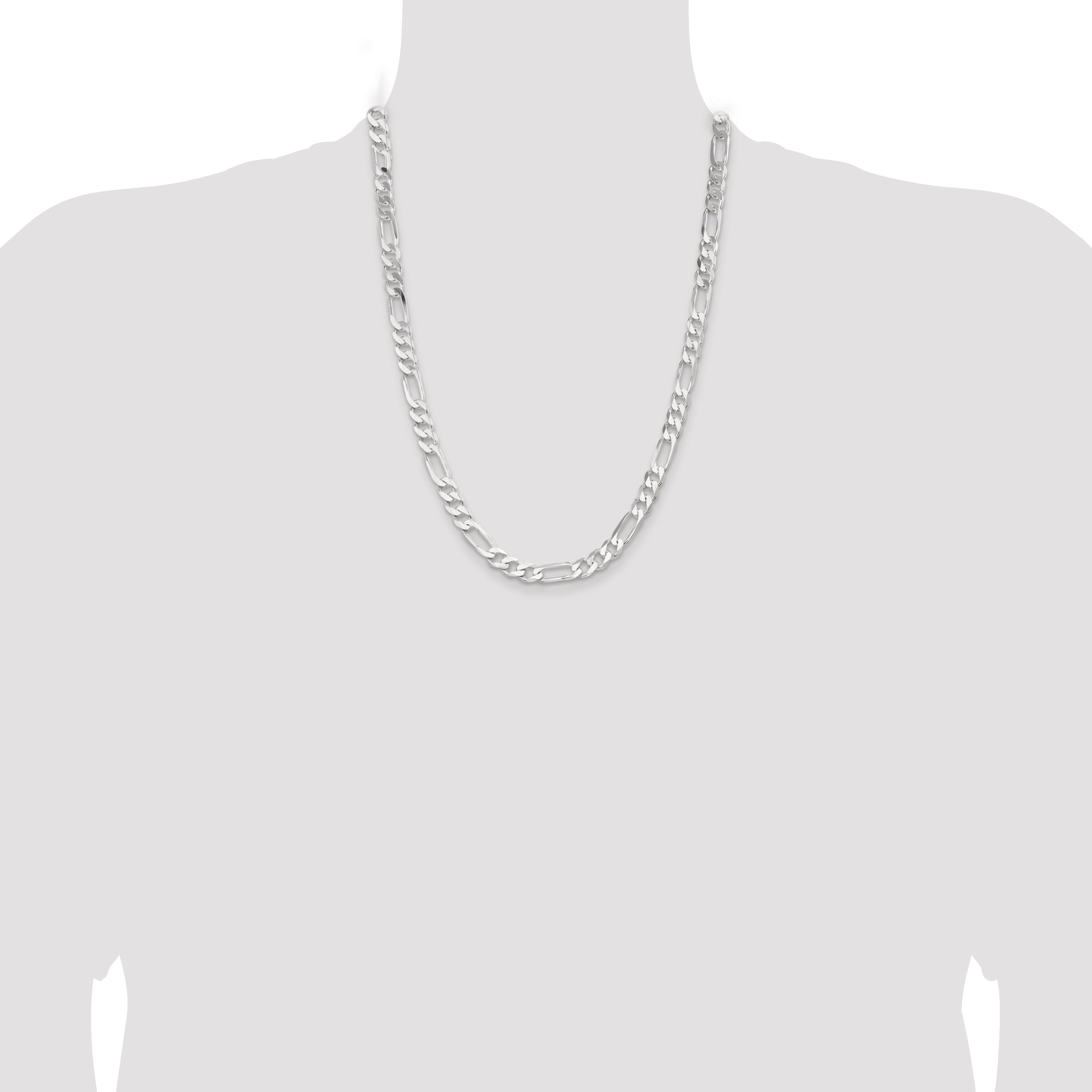 24 Inch Sterling Silver 7.5mm Figaro Chain Necklace