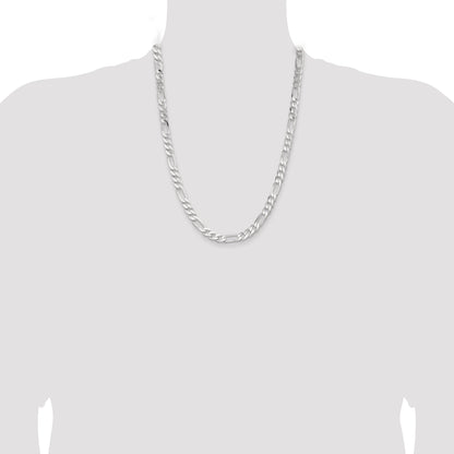 24 Inch Sterling Silver 7.5mm Figaro Chain Necklace