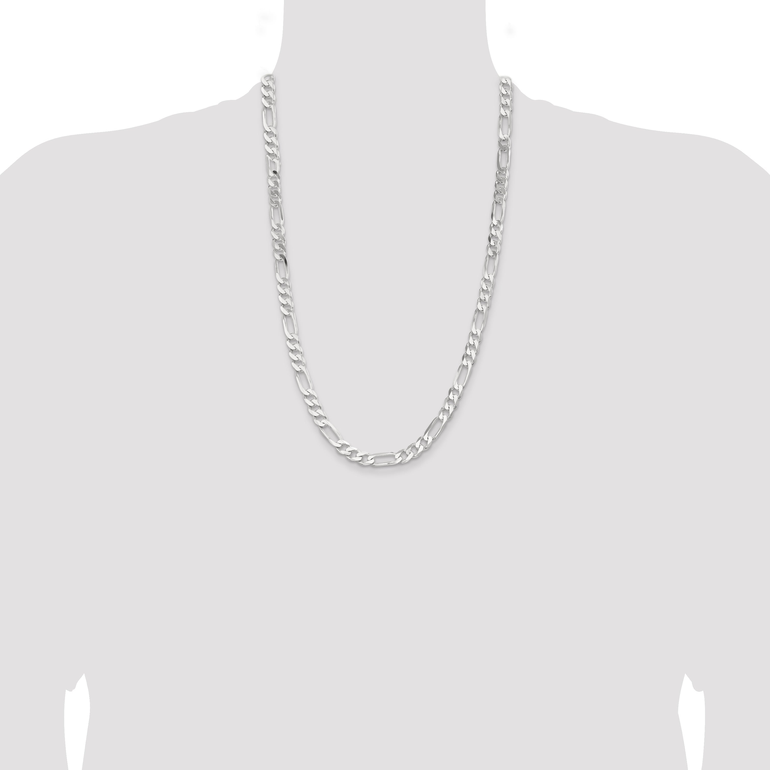 26 Inch Sterling Silver 7.5mm Figaro Chain Necklace