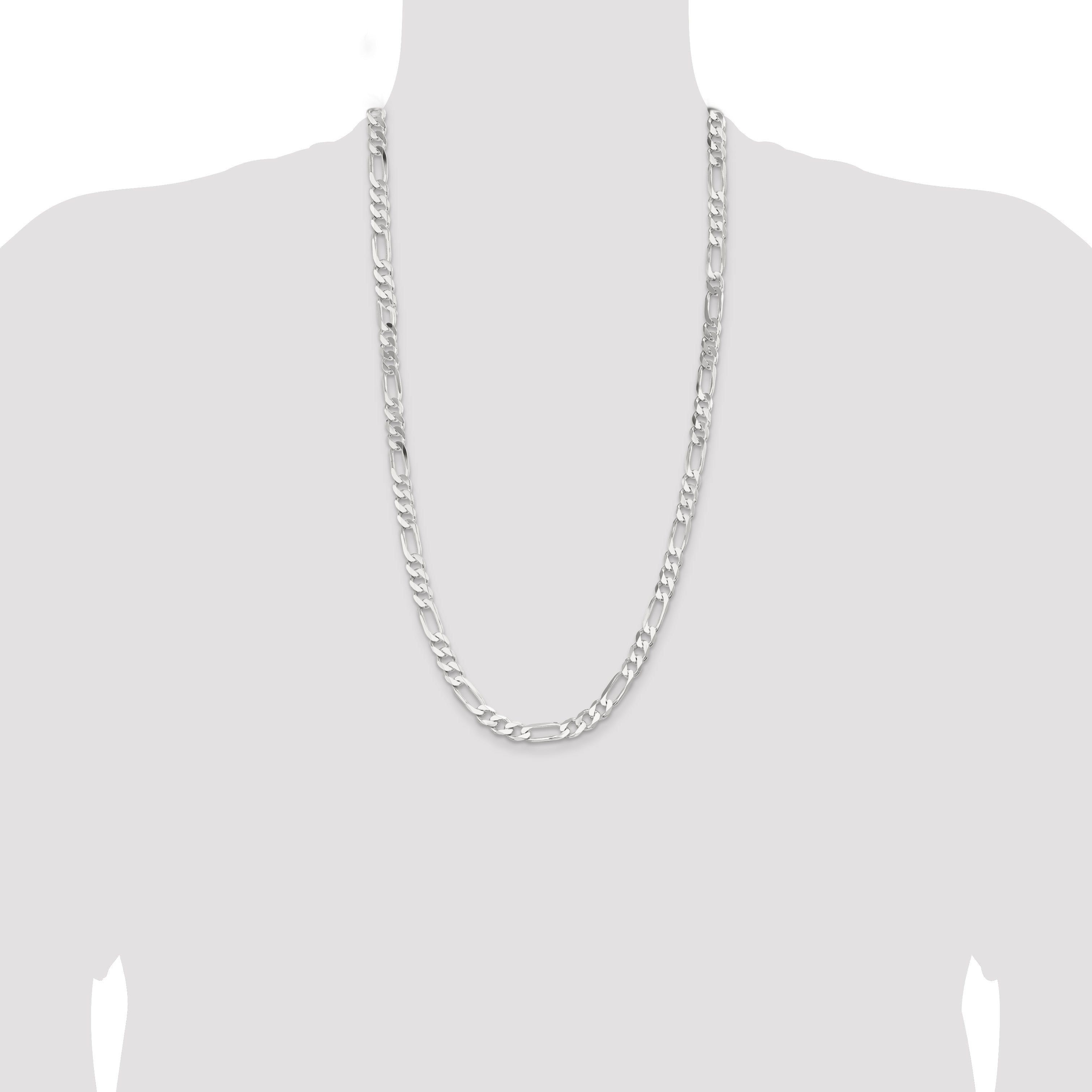 28 Inch Sterling Silver 7.5mm Figaro Chain Necklace