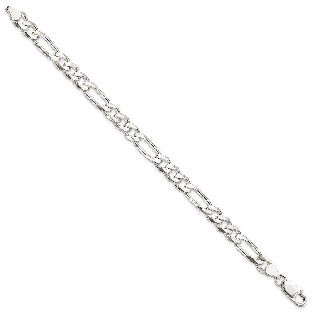 9 Inch Sterling Silver 7.5mm Figaro Chain Bracelet