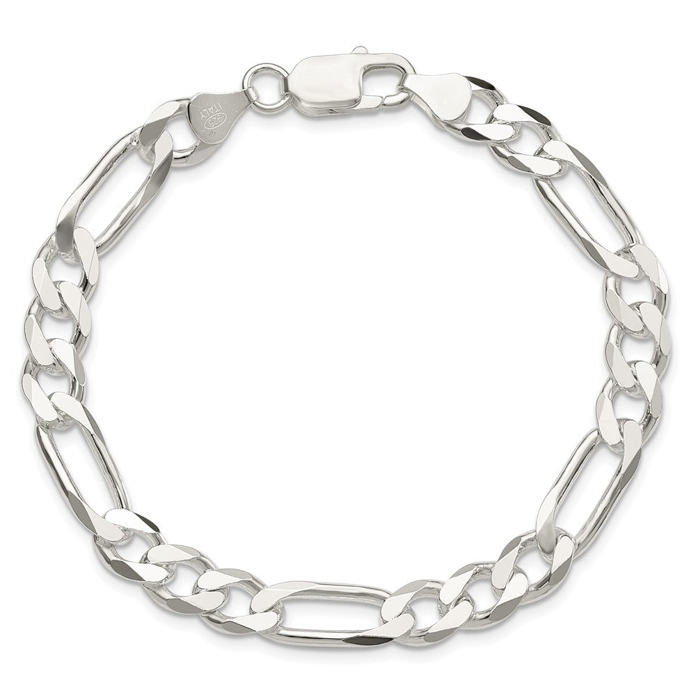9 Inch Sterling Silver 7.5mm Figaro Chain Bracelet