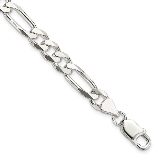 8 Inch Sterling Silver 7.5mm Figaro Chain Bracelet