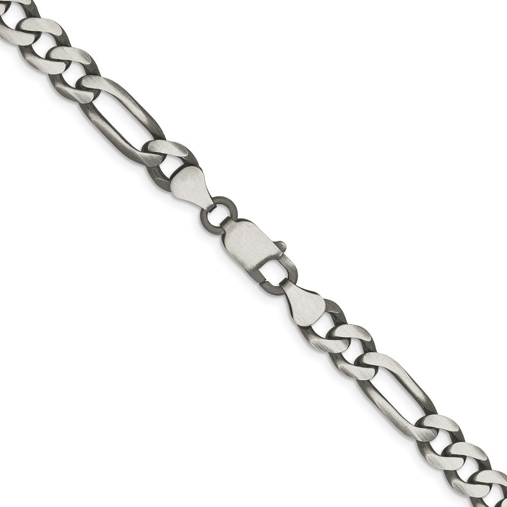 20 Inch Sterling Silver Antiqued 7.5mm Figaro Chain Necklace
