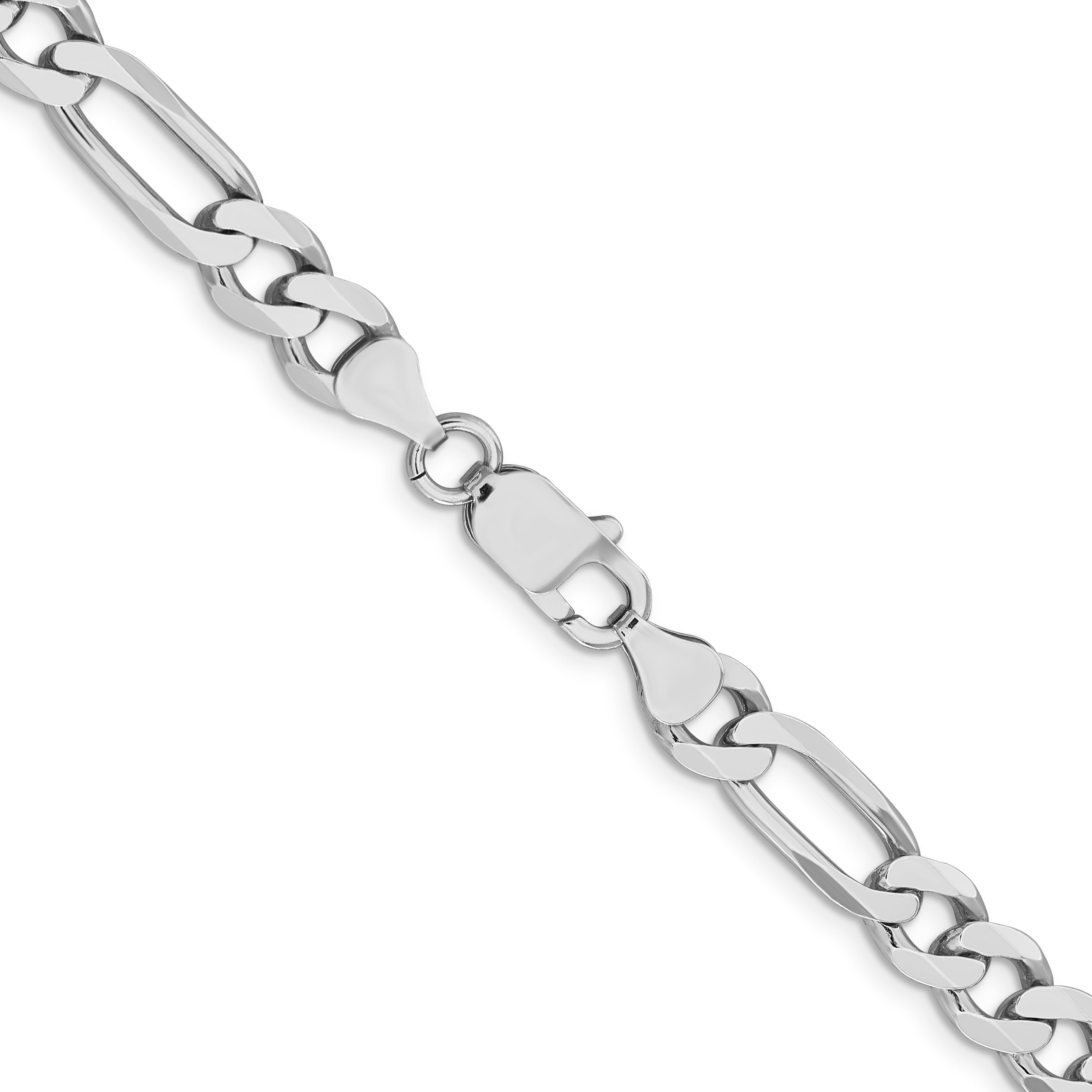 28 Inch Sterling Silver Rhodium-Plated 7.5mm Figaro Chain Necklace
