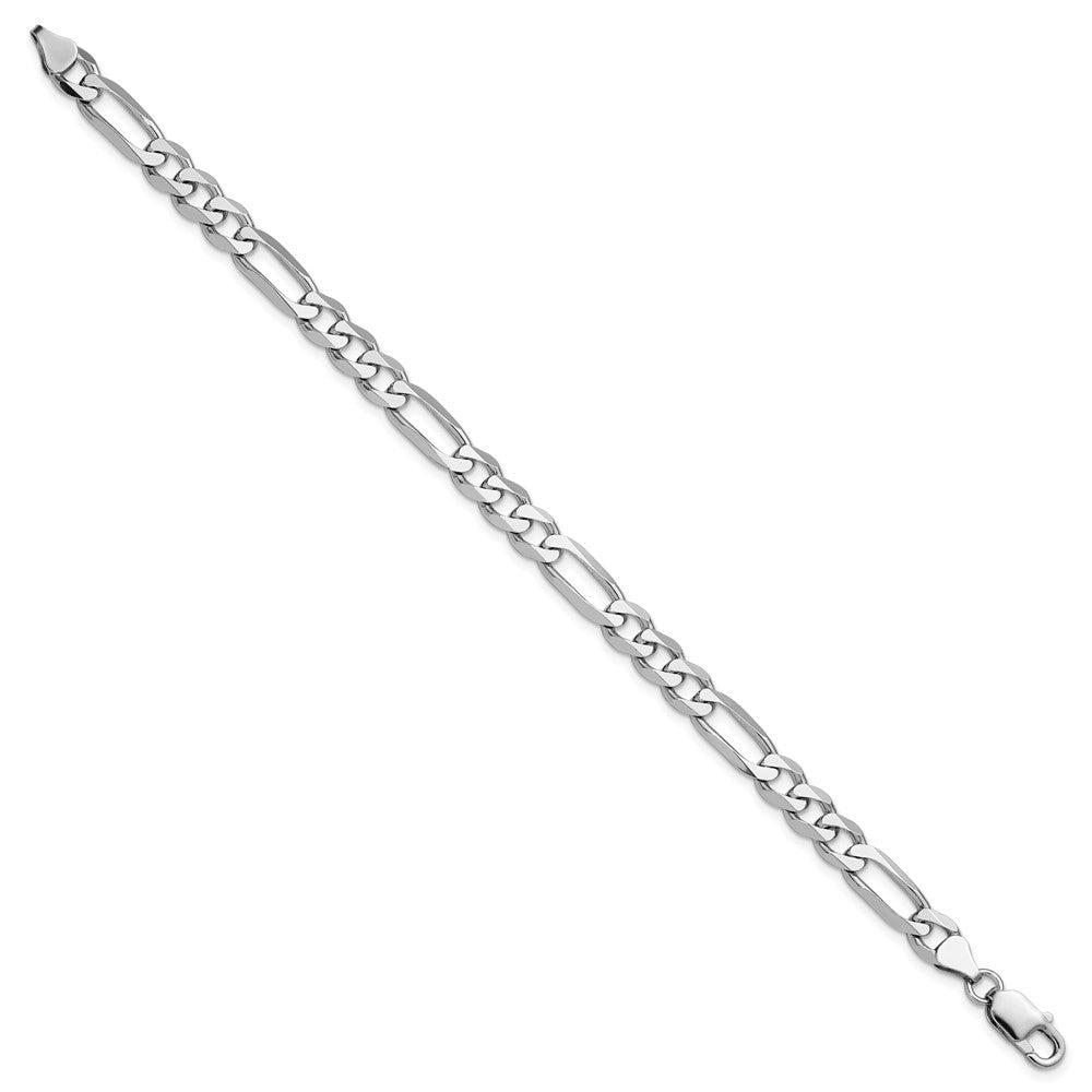 8 Inch Sterling Silver Rhodium-Plated 7.5mm Figaro Chain Bracelet