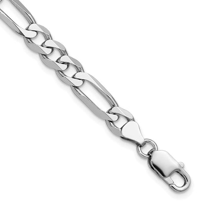 8 Inch Sterling Silver Rhodium-Plated 7.5mm Figaro Chain Bracelet
