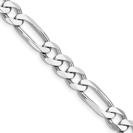 20 Inch Sterling Silver Rhodium-Plated 7.5mm Figaro Chain Necklace