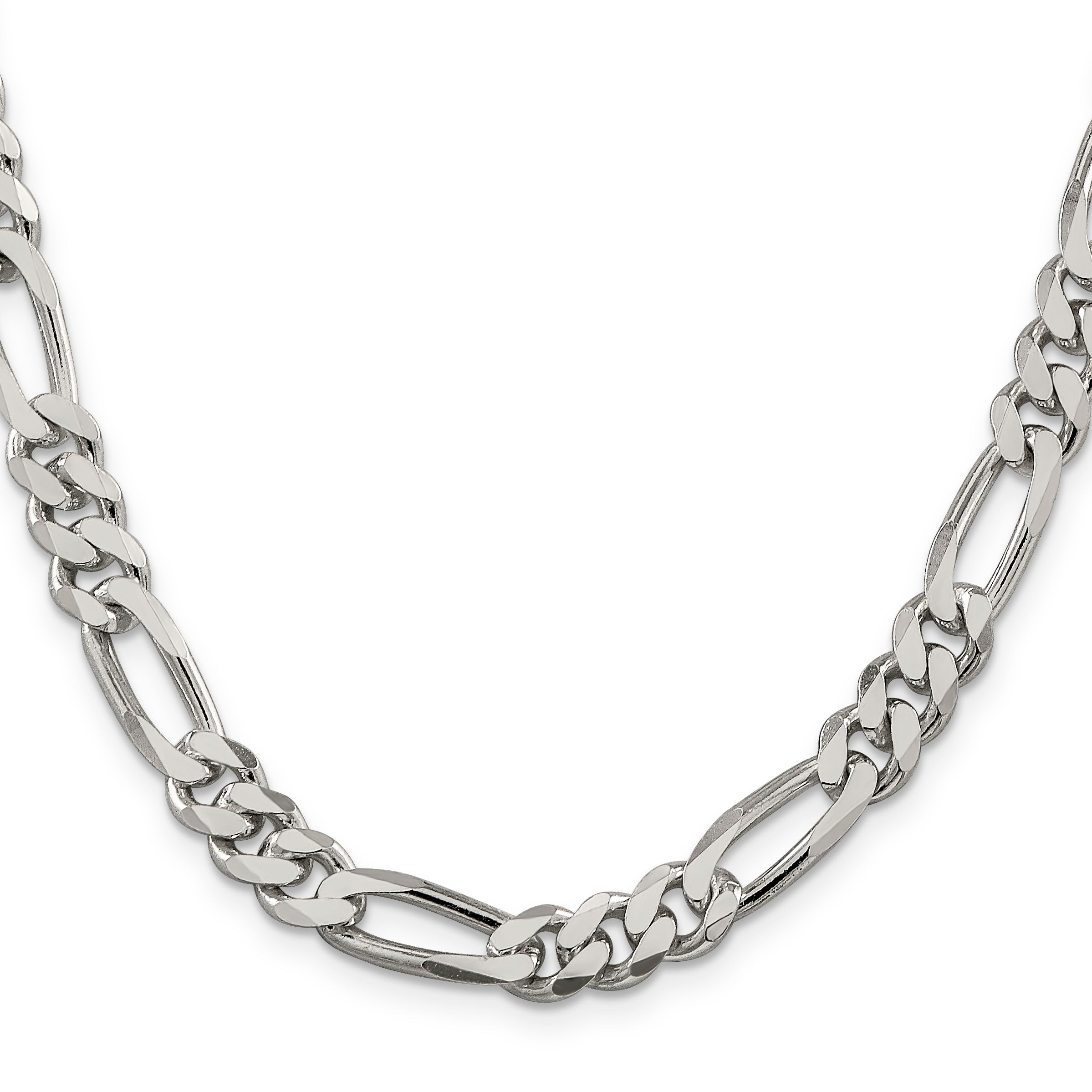 30 Inch Sterling Silver 8mm Figaro Chain Necklace