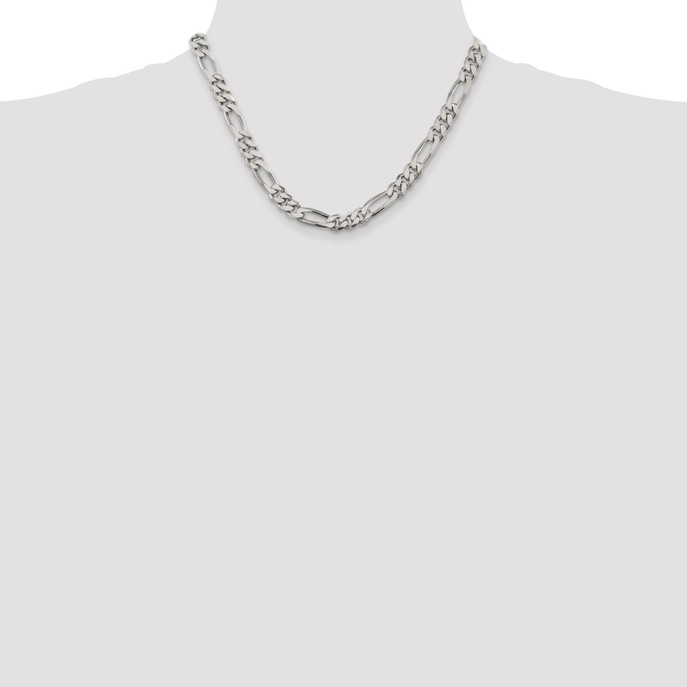 18 Inch Sterling Silver 8mm Figaro Chain Necklace