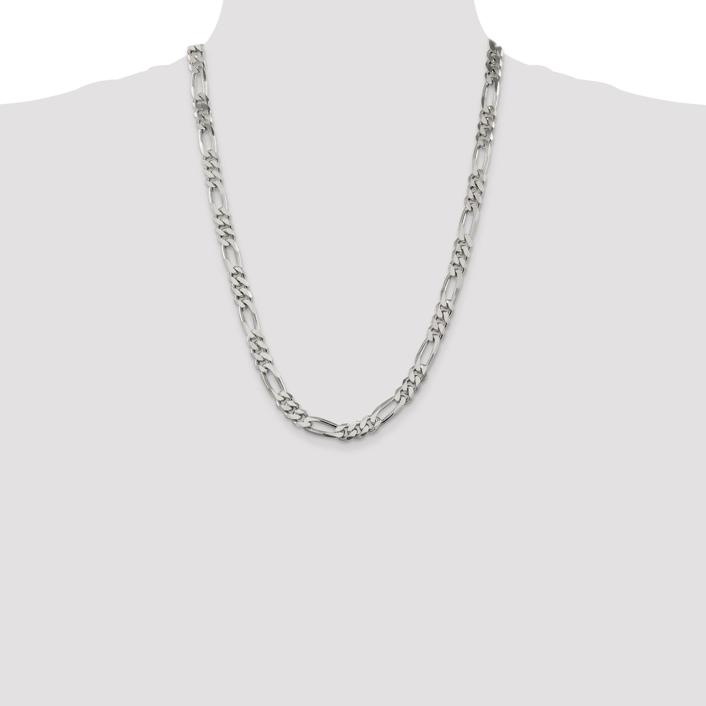 24 Inch Sterling Silver 8mm Figaro Chain Necklace