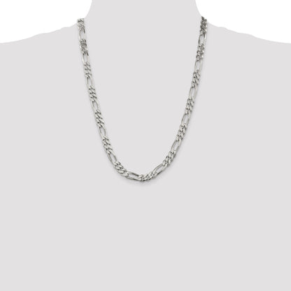 24 Inch Sterling Silver 8mm Figaro Chain Necklace
