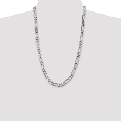 26 Inch Sterling Silver 8mm Figaro Chain Necklace