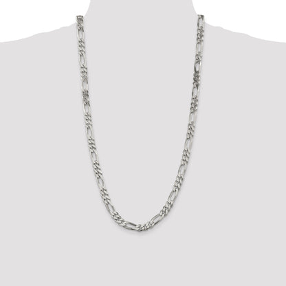 28 Inch Sterling Silver 8mm Figaro Chain Necklace