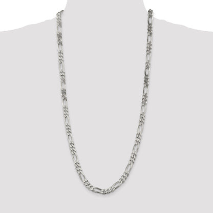 30 Inch Sterling Silver 8mm Figaro Chain Necklace