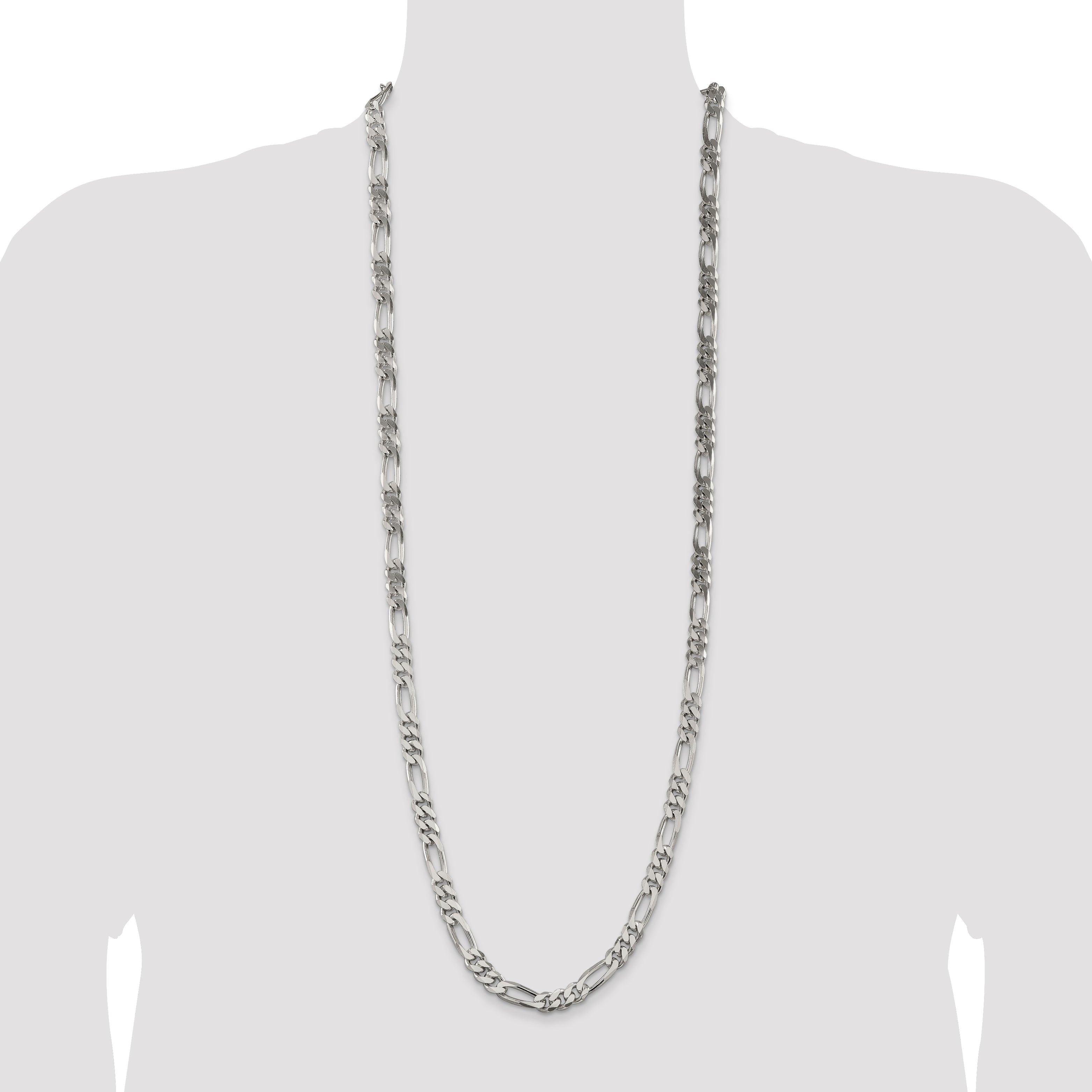 36 Inch Sterling Silver 8mm Figaro Chain Necklace