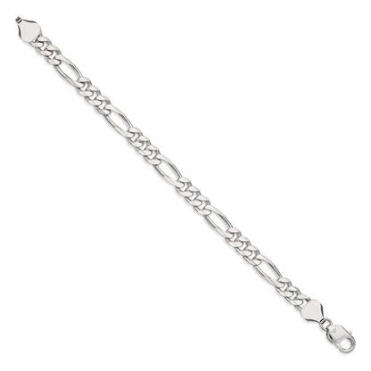 9 Inch Sterling Silver 8mm Figaro Chain Bracelet