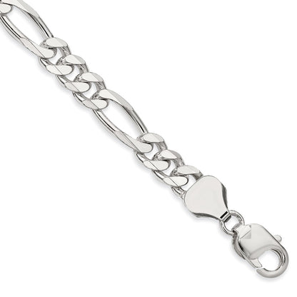 8 Inch Sterling Silver 8mm Figaro Chain Bracelet