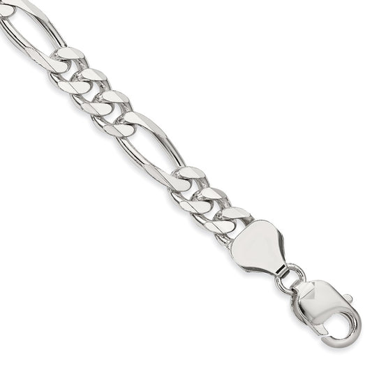 7 Inch Sterling Silver 8mm Figaro Chain Bracelet