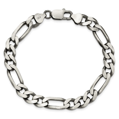 8 Inch Sterling Silver Antiqued 7.75mm Figaro Chain Bracelet