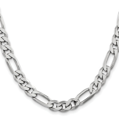 24 Inch Sterling Silver Rhodium-Plated 7.75mm Figaro Chain Necklace