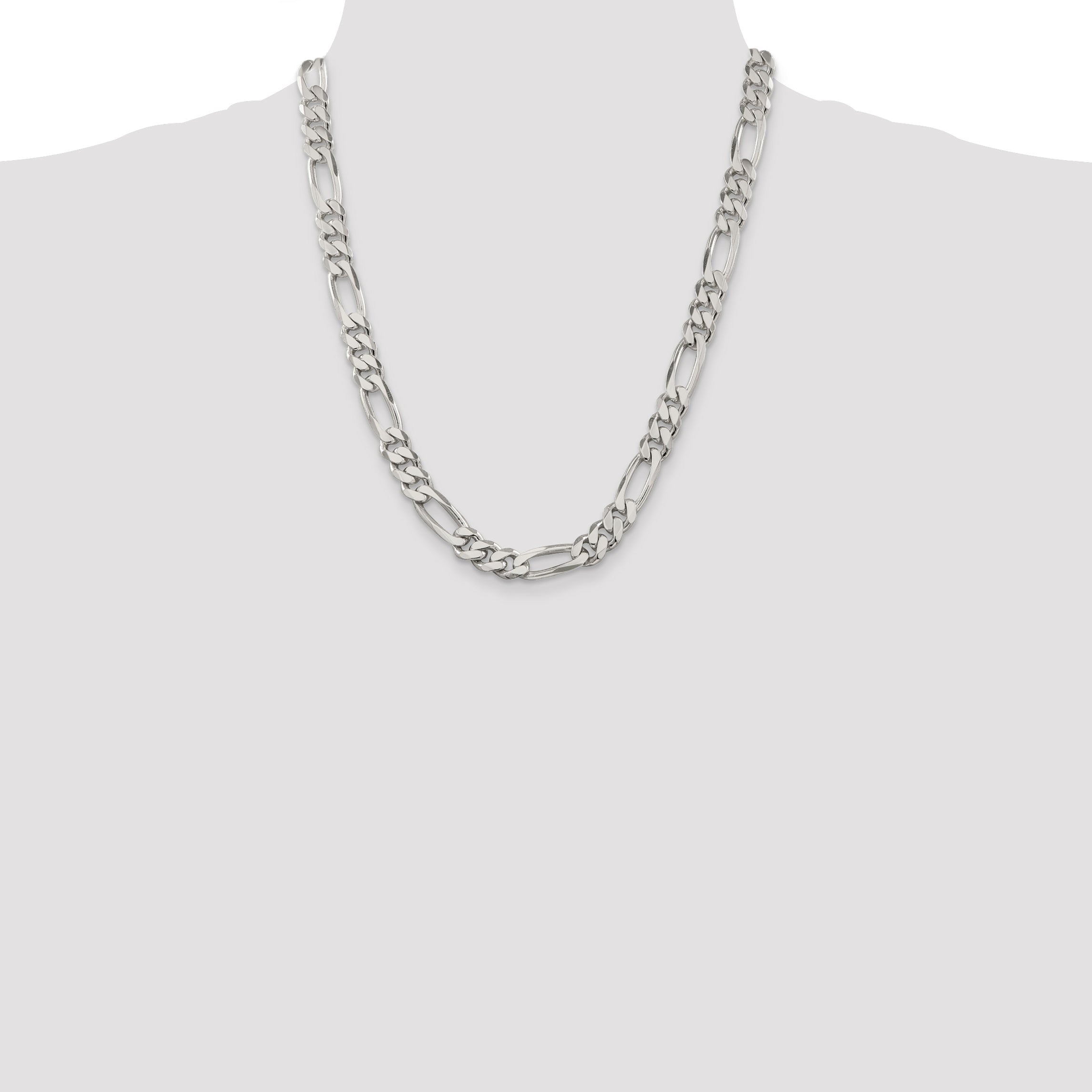22 Inch Sterling Silver 9mm Figaro Chain Necklace