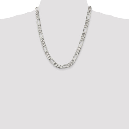 22 Inch Sterling Silver 9mm Figaro Chain Necklace
