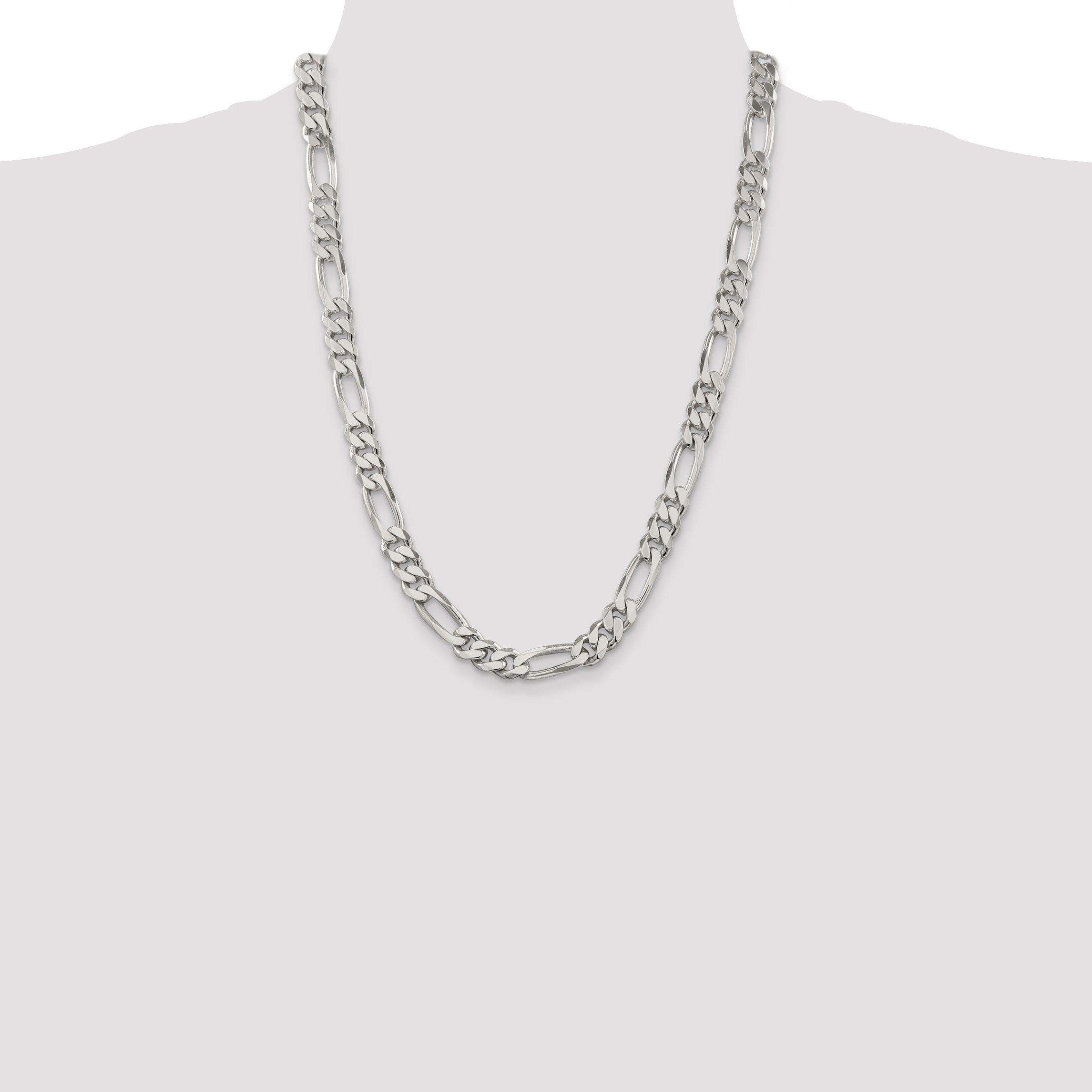 24 Inch Sterling Silver 9mm Figaro Chain Necklace