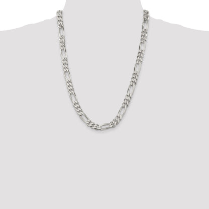 24 Inch Sterling Silver 9mm Figaro Chain Necklace