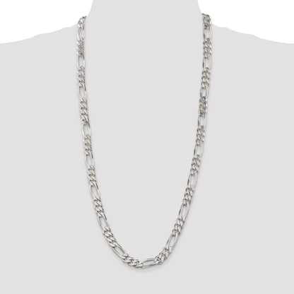 30 Inch Sterling Silver 9mm Figaro Chain Necklace