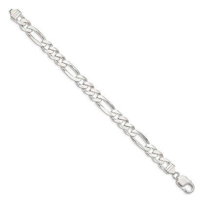 9 Inch Sterling Silver 9mm Figaro Chain Bracelet