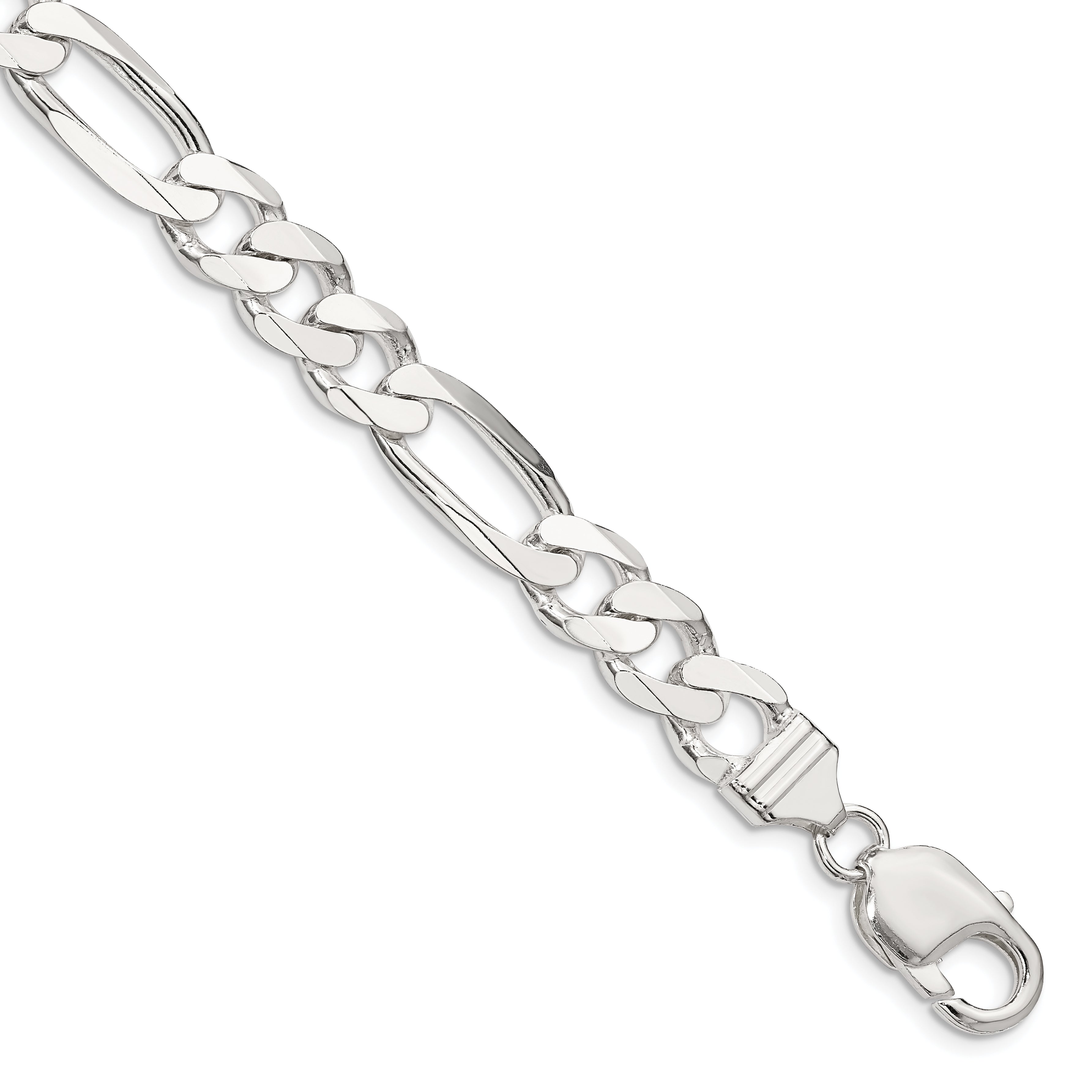 8 Inch Sterling Silver 9mm Figaro Chain Bracelet