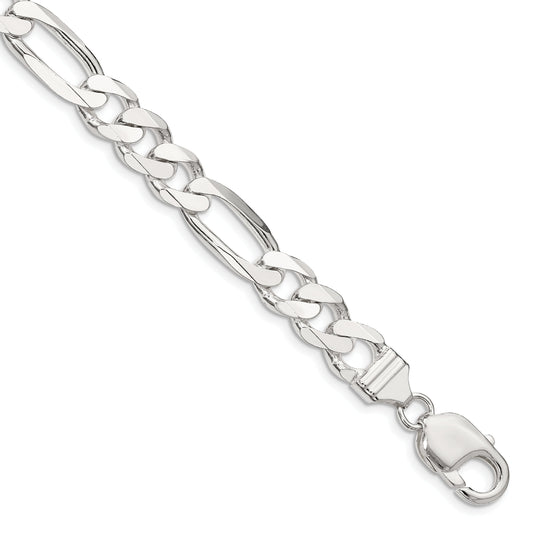 8 Inch Sterling Silver 9mm Figaro Chain Bracelet
