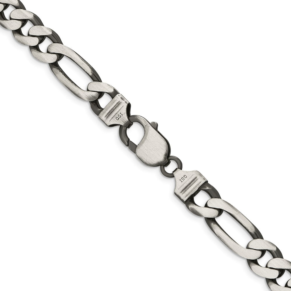 26 Inch Sterling Silver Antiqued 9mm Figaro Chain Necklace