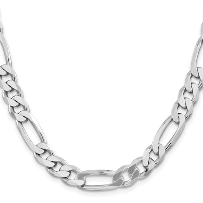 20 Inch Sterling Silver Rhodium-Plated 9mm Figaro Chain Necklace