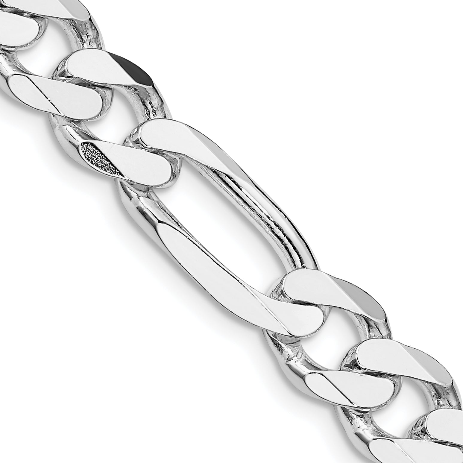 20 Inch Sterling Silver Rhodium-Plated 9mm Figaro Chain Necklace