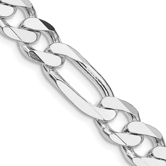 22 Inch Sterling Silver Rhodium-Plated 9mm Figaro Chain Necklace