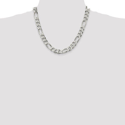 20 Inch Sterling Silver 10.75mm Figaro Chain Necklace