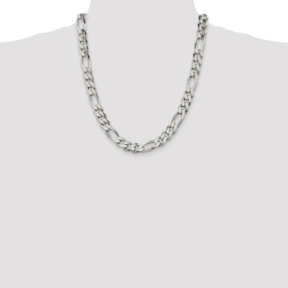 22 Inch Sterling Silver 10.75mm Figaro Chain Necklace