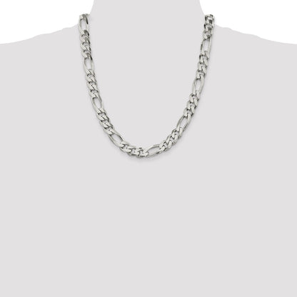 22 Inch Sterling Silver 10.75mm Figaro Chain Necklace