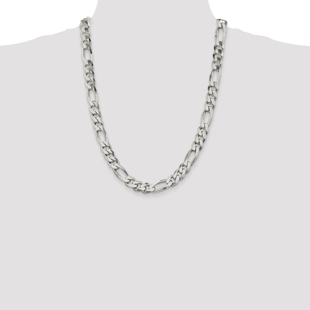 24 Inch Sterling Silver 10.75mm Figaro Chain Necklace