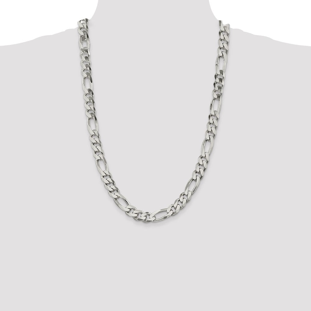 26 Inch Sterling Silver 10.75mm Figaro Chain Necklace