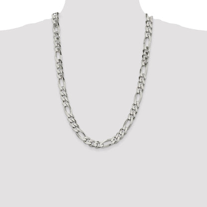 26 Inch Sterling Silver 10.75mm Figaro Chain Necklace