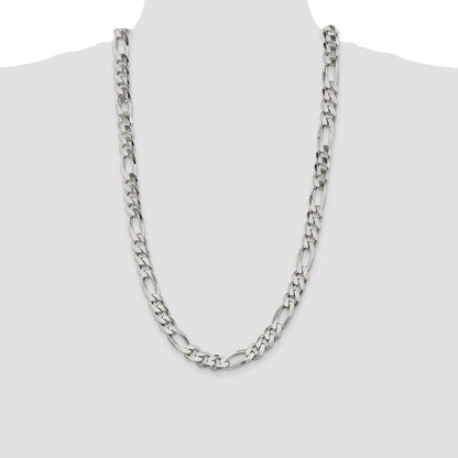 28 Inch Sterling Silver 10.75mm Figaro Chain Necklace